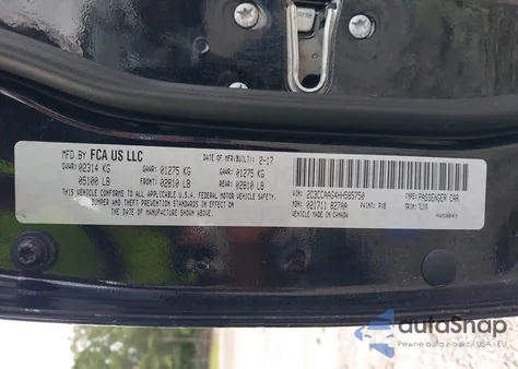 2017 Chrysler 300 Limited from USA, damaged, VIN 2C3CCAAG4HH585750